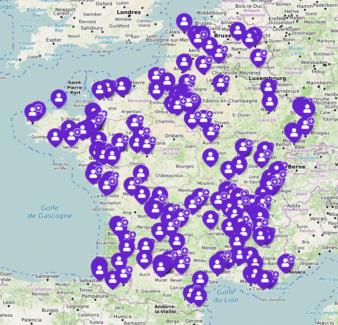 Carte des personnes mobilisées pour organiser des install party